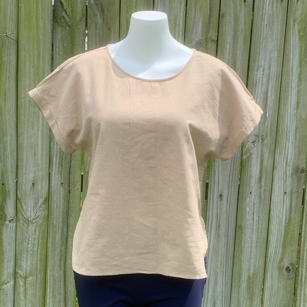 Lipslide,Tan khaki,cuff sleeve,top,NWOT